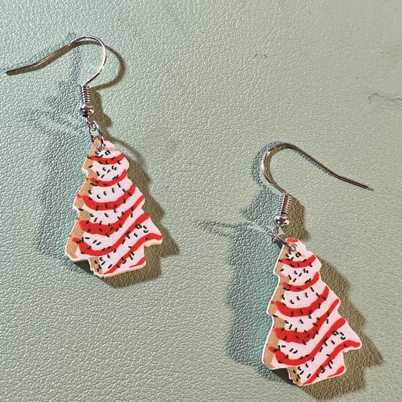 Hand Crafted Jewelry - Hand Crafted Little Susie Christmas Tree Cake Earrings